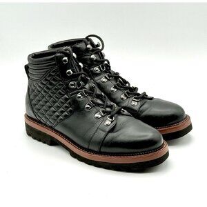 BLONDO Side Zip Lace Up Black Leather Waterproof Combat Style Boots Size 8 Used